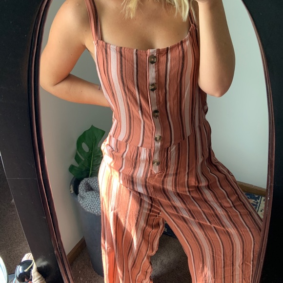 NWT American Eagle Wide Leg Striped Jumpsuit - Picture 1 of 13
